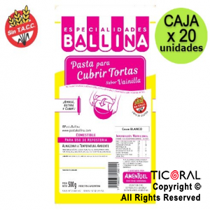COBERTURA P/TORTA 1/2K BLANCA VAINILLA BALLINA 20 x 1